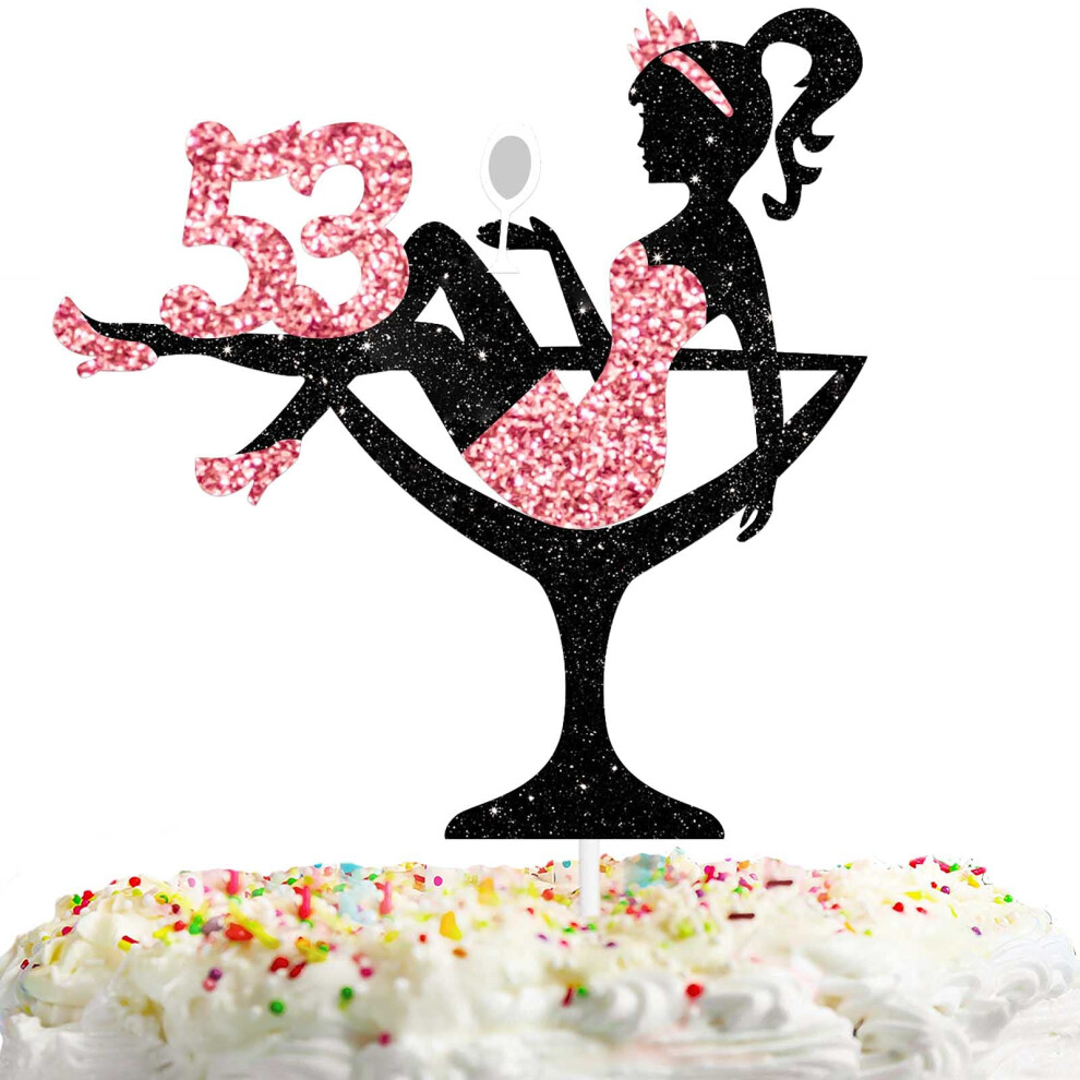 D   coration de g   teau pour fille assise, accessoire de maquillage pour f   te d'anniversaire de 53 ans, th   me spa, silhouette 53, talons hauts