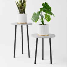 SAKSUN Suporte para Plantas Interior, Mesa Redonda Metálica Pequena, Suporte de Canto Moderno para Plantas