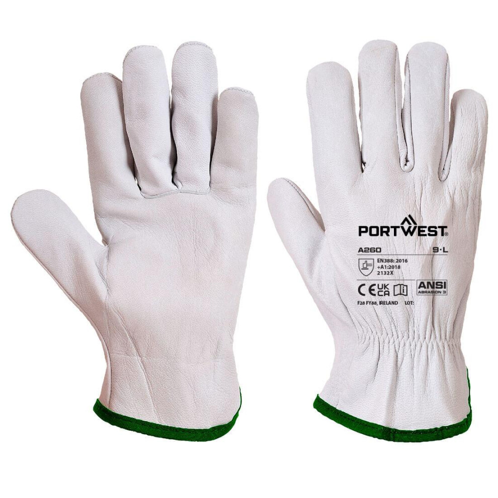 (L, Grey) Portwest A260 Oves Leather Driver Gloves