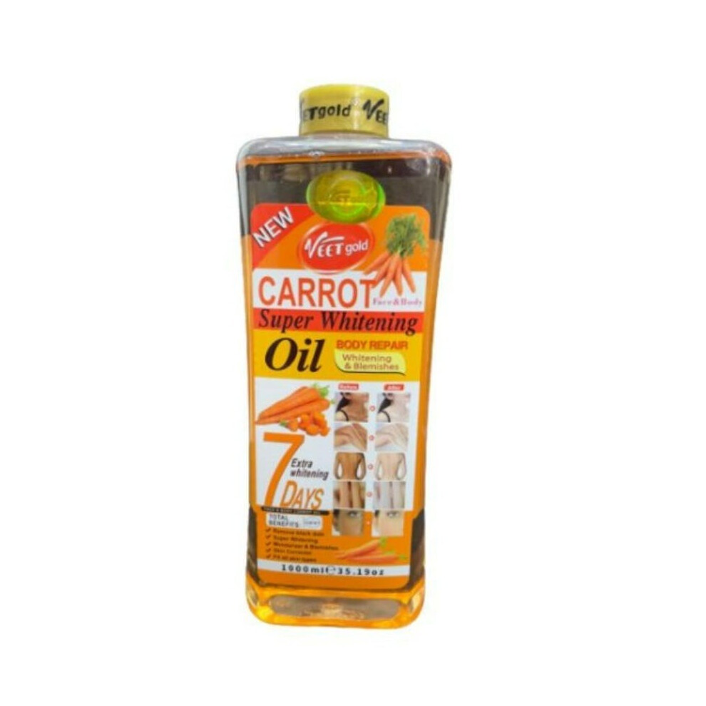 Veet Gold Carrot Oil 1000mL | Nourishing & Hydrating Body Oil for Glowing Skin | Fades Spots | Clears knuckles | Face & Body Moisturizer