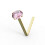 (24G, Pink) 9K Gold L-Bend Crystal Nose Stud 1