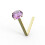 (24G, Pink) 9K Gold L-Bend Crystal Nose Stud 12