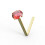 (24G, Pink) 9K Gold L-Bend Crystal Nose Stud 13