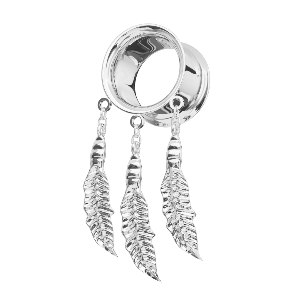 (20mm) 316L Surgical Steel Dangling Leaves Internally Threaded Tunnel-image-OPC-PG9BFGB-NEW