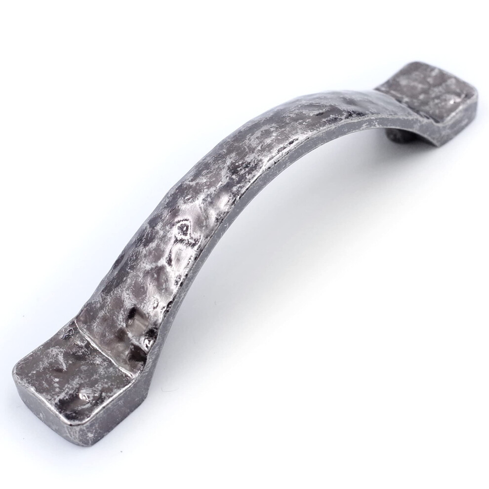 Jetland Arched Hammered Cabinet Pulls  6Pack  Aged Silver  3 Hole Centers  Rustic Solid Cast Handle Pulls for Dresser Nights-image-OPC-PFRRD9T-NEW