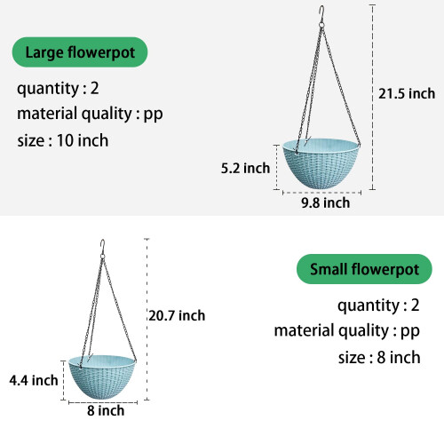 RooTrimmer 4 Vasos Suspensos, Cestos de 10 e 8 Polegadas para Plantas, Vasos com Drenagem 1