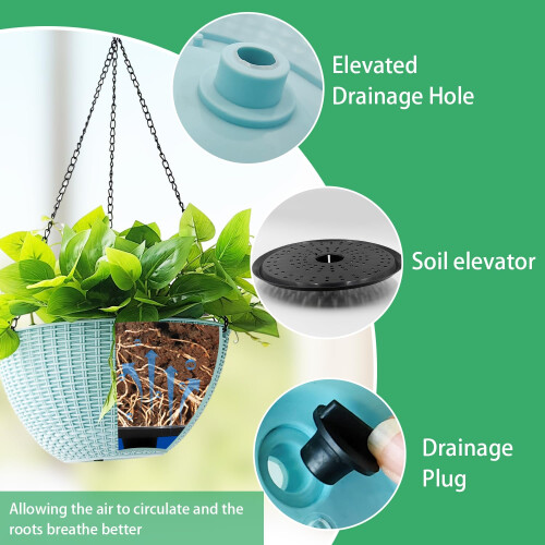 RooTrimmer 4 Vasos Suspensos, Cestos de 10 e 8 Polegadas para Plantas, Vasos com Drenagem 2
