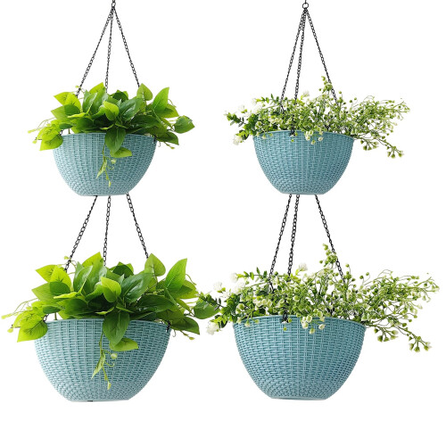 Bamworld Macramé plantenhangers, 3 stuks, hangende tuinen binnen en buiten, planten, 3 sets, automatische irrigatie, bloempotten, houder voor huis, tuin, balkon, plafonddecoraties