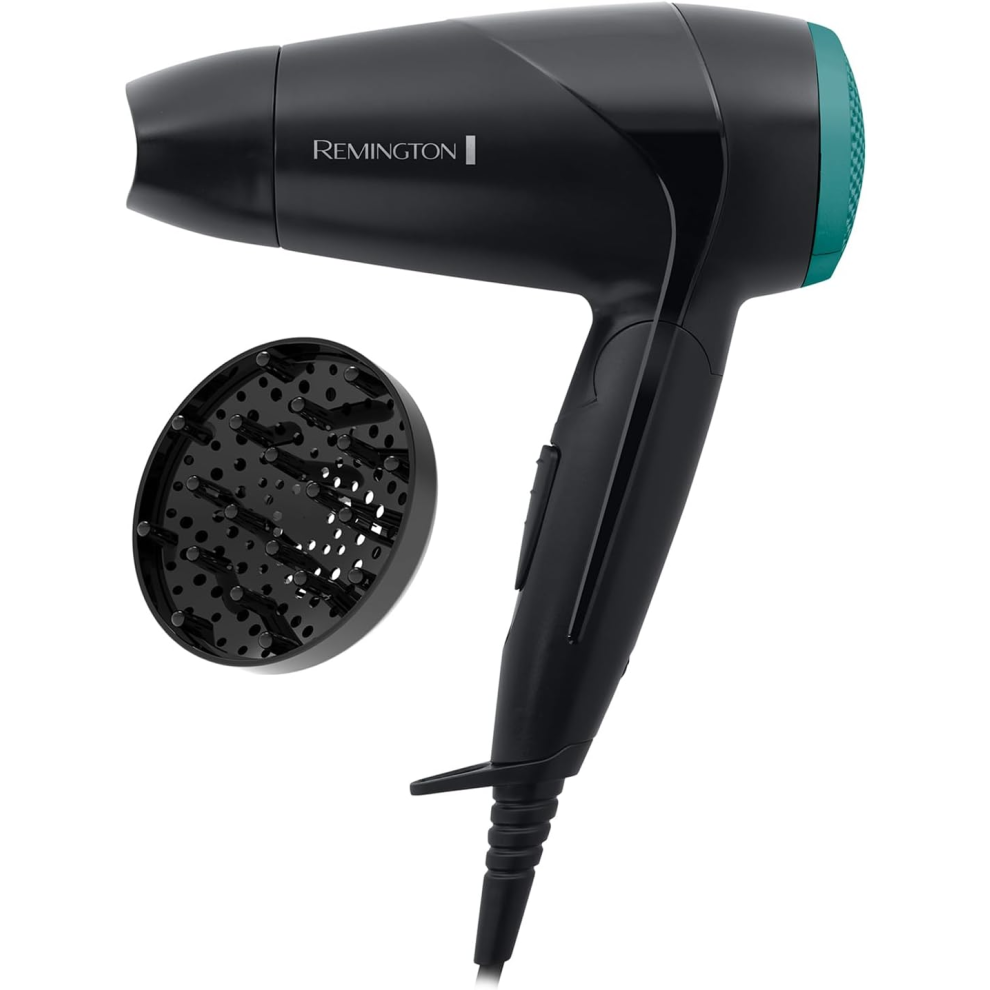 Remington Travel Hair Dryer (Diffuser, Concentrator, Folding Handle, Lightweight Compact Design, Worldwide Voltage, 2 H