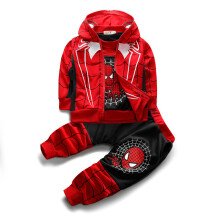 (Black, 5-6Years) 3PCS Kids Boys Spider Man T-shirt Pants Coat Sets