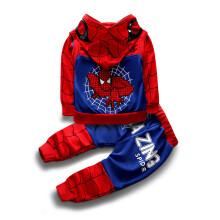 (Blue, 3-4Years) 3PCS Kids Boys Spider Man T-shirt Pants Coat Sets