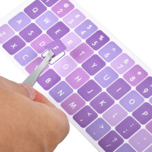 2PCS English Keyboard Stickers with Tweezer  Universal Keyboard Sticker Purple Background with White Lettering Keyboard Letters Replacement