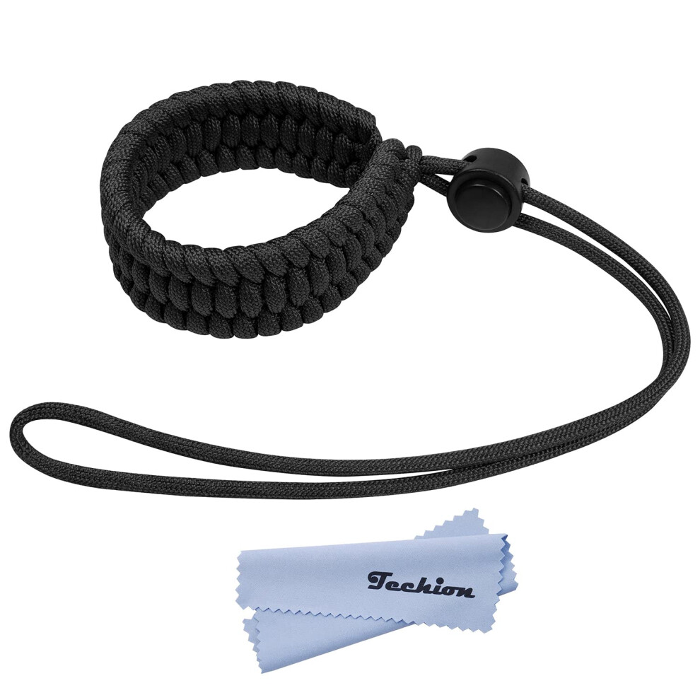 Techion Wrist Lanyard Adjustable Paracord Camera Hand Strap For Dslr Mirrorless Camera Video Camcorder Cameras Binoculars - V2 Black 763366293126