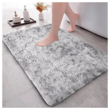 (50cm x 80cm (1 ft 6 in x 2 ft 6 in)- Small Bath Bathroom Mat Shower Rug/ Front Back Doormat) Large Shaggy Fluffy Silver Rugs Floor Area Bedroom Living Dining Room Carpet Mat