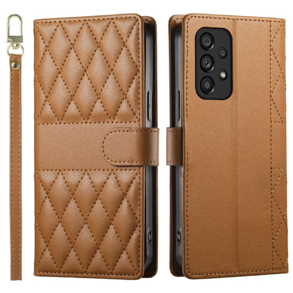 (Brown) Flip Case For Samsung Galaxy A53 5G Shockproof Elegant Dual Straps Wallet Leather Case Brown 764549543458