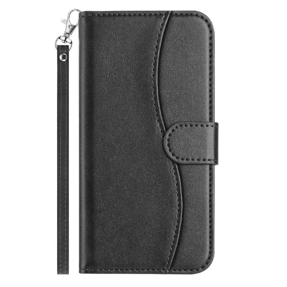 (Black) Flip Case For Samsung Galaxy S24 Plus Colorful Shockproof Wrist Strap Card Slots Holder Pu Leather Black 764549544158