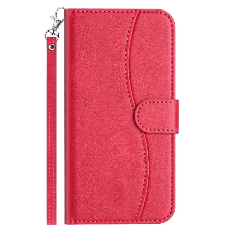 (Rose ) Flip Case For Samsung Galaxy S23 Ultra Card Slots Holder Wrist Strap Pu Leather Colorful Shockproof Red 764549544554