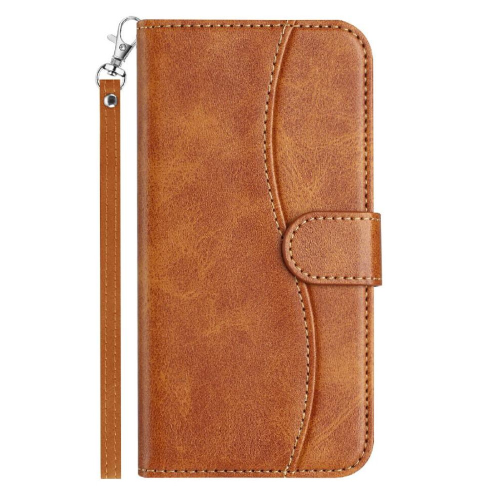 (Brown) Flip Case For Samsung Galaxy S21 Ultra Pu Leather Card Slots Holder Shockproof Wrist Strap Colorful Brown 764549544714