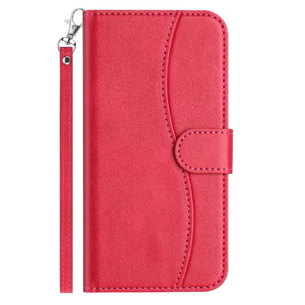 (Rose ) Flip Case For Samsung Galaxy S21 Colorful Wrist Strap Pu Leather Shockproof Card Slots Holder Red 764549544974