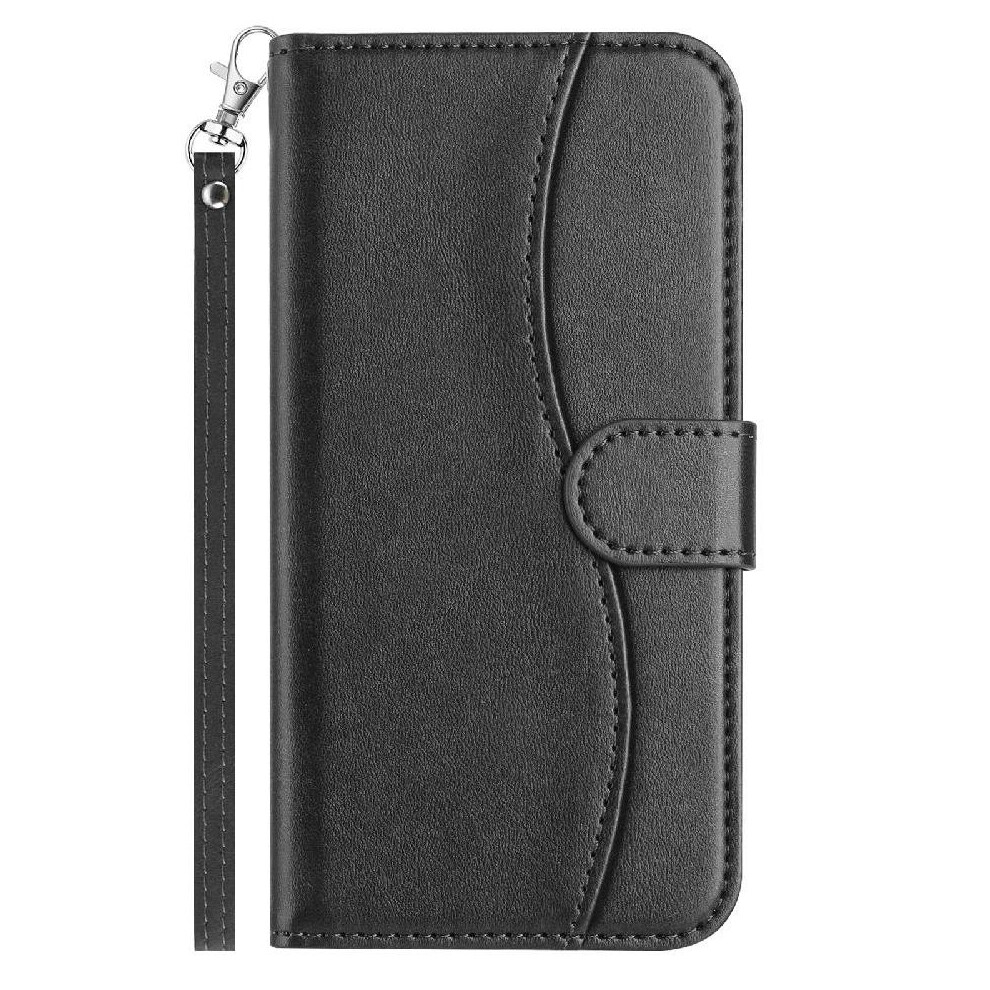 (Black) Flip Case For Samsung Galaxy S10e Card Slots Holder Shockproof Wrist Strap Pu Leather Colorful Black 764549545599