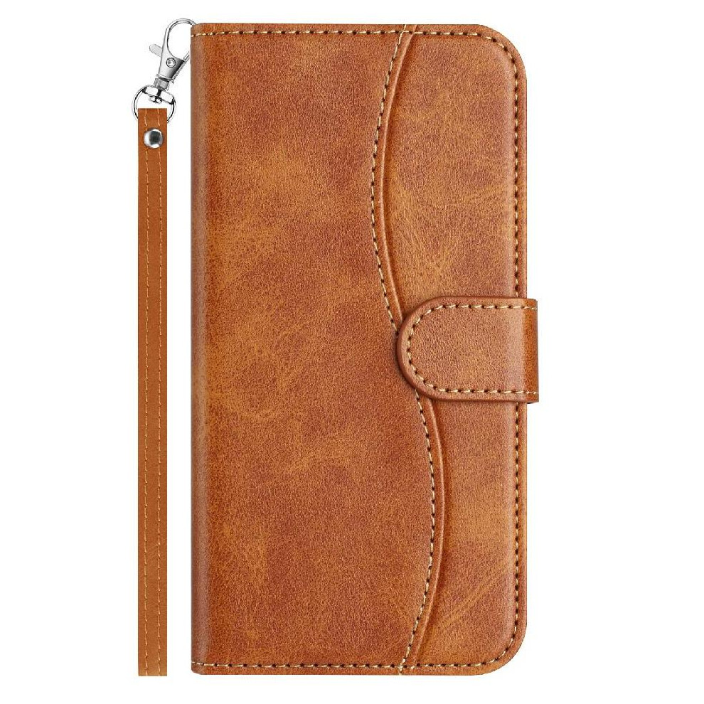 (Brown) Flip Case For Samsung Galaxy S10e Card Slots Holder Shockproof Wrist Strap Pu Leather Colorful Brown 764549545612
