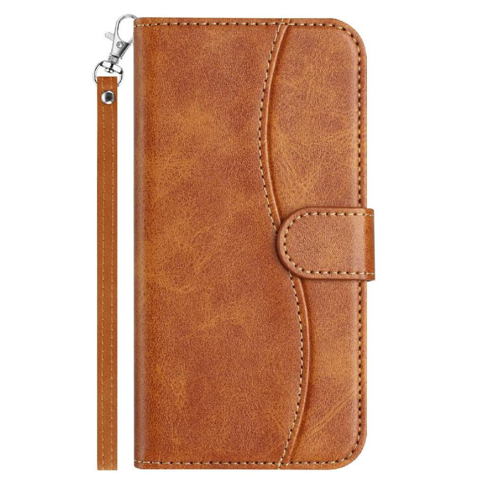(Brown) Flip Case For Samsung Galaxy S10 Plus Pu Leather Colorful Shockproof Wrist Strap Card Slots Holder Brown 764549545674