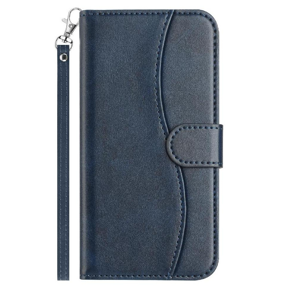 (Blue) Flip Case For Samsung Galaxy S10 Wrist Strap Pu Leather Shockproof Colorful Card Slots Holder Blue 764549545742