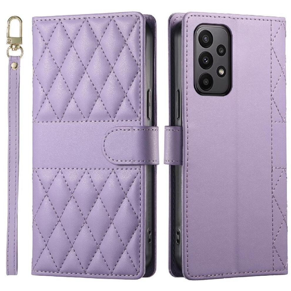 (Purple) Flip Case For Samsung Galaxy M13 4G Dual Straps Elegant Wallet Leather Case Shockproof Purple 764549545872