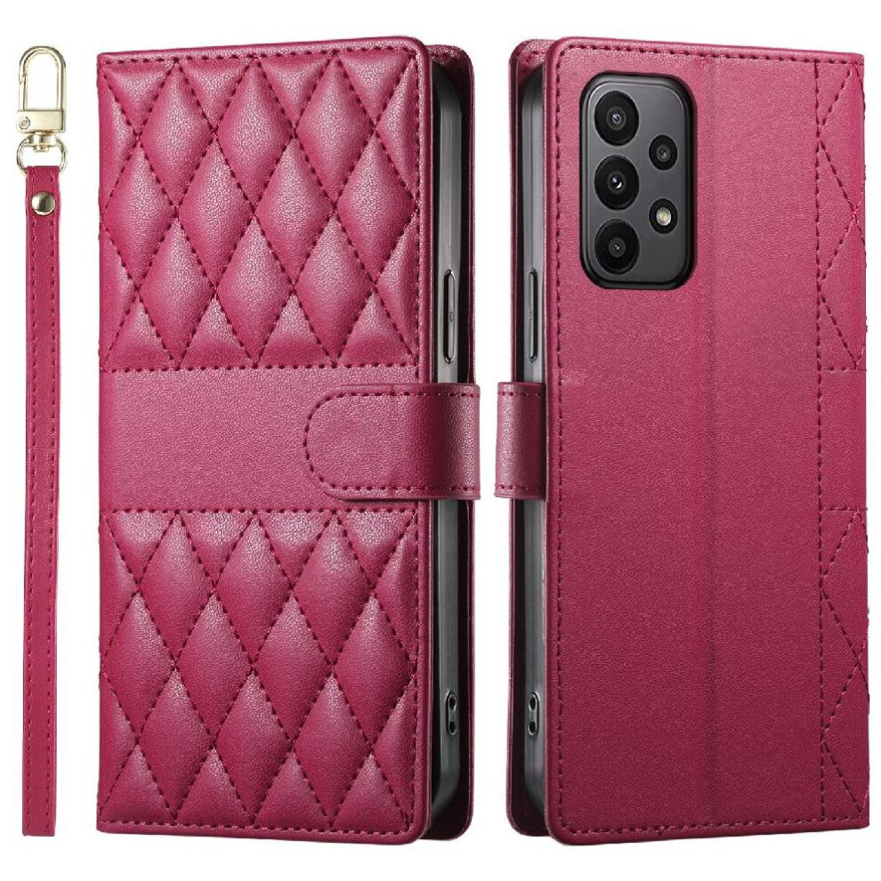 (Red) Flip Case For Samsung Galaxy A23 4G/5G Dual Straps Elegant Wallet Leather Case Shockproof Red 764549546022