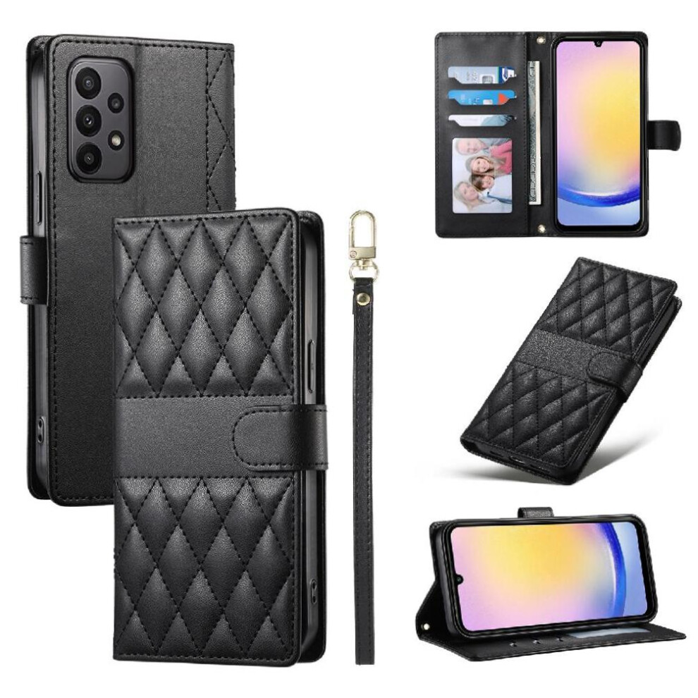 (Black) Flip Case For Samsung Galaxy A23 4G/5G Dual Straps Elegant Wallet Leather Case Shockproof Black 764549546015