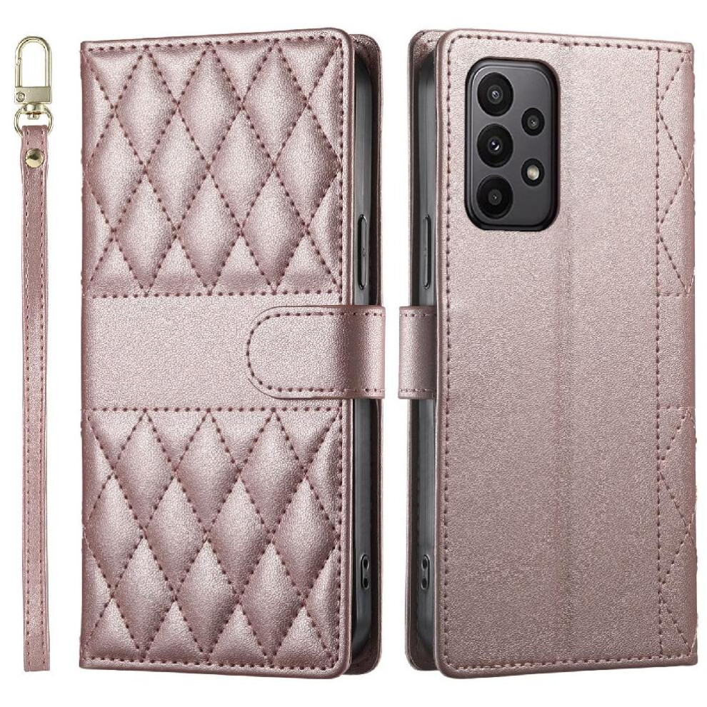 (Pink) Flip Case For Samsung Galaxy A23 4G/5G Dual Straps Elegant Wallet Leather Case Shockproof Pink 764549546046