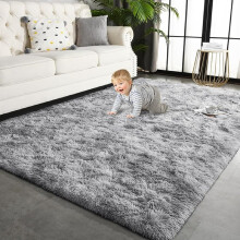 (160cm x 230cm (5ft 3" x 7ft 6")- Large Area Rug For Bedroom Living Room Indoor Outdoor) Large Shaggy Fluffy Silver Rugs Floor Area Bedroom Living Dining Room Carpet Mat