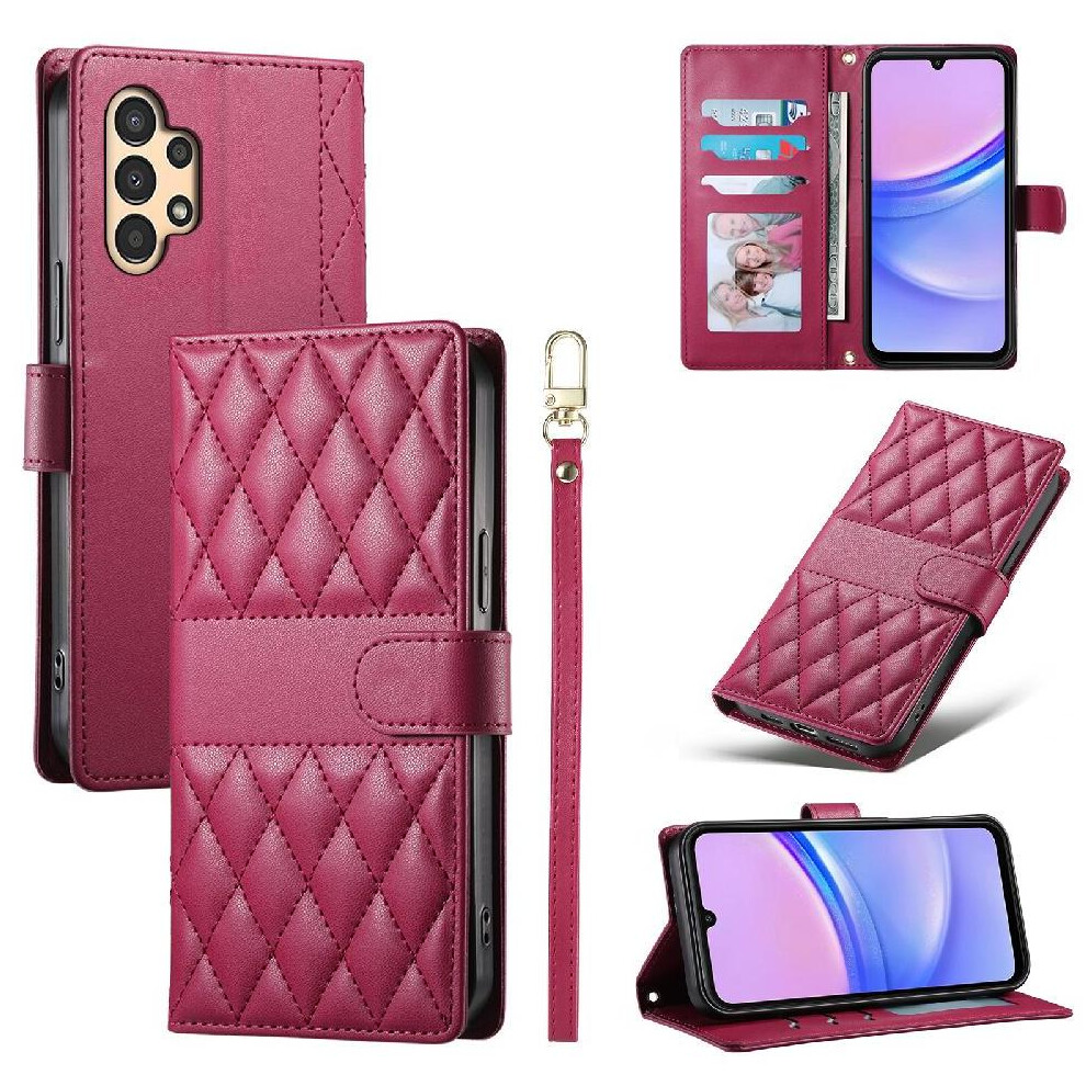 (Red) Flip Case For Samsung Galaxy M13 5G Elegant Leather Case Dual Straps Wallet Shockproof Red 764549546381