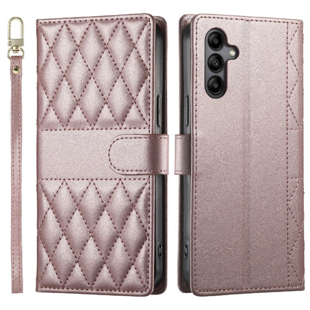 (Pink) Flip Case For Samsung Galaxy A05s Leather Case Elegant Dual Straps Wallet Shockproof Pink 764549546701