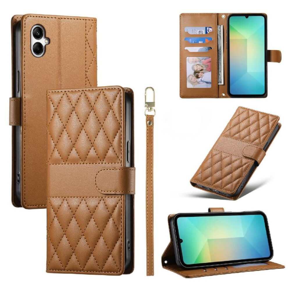 (Brown) Flip Case For Samsung Galaxy A05 Leather Case Wallet Dual Straps Elegant Shockproof Brown 764549546756