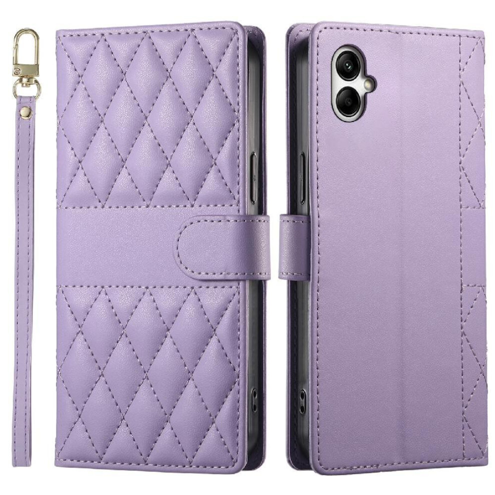 (Purple) Flip Case For Samsung Galaxy A05 Leather Case Wallet Dual Straps Elegant Shockproof Purple 764549546718