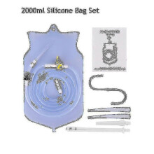 (As show, One size) 2l Nontoxic Enema Bucket Kit compatible with Colon Cleaning, Medical Grade Silicone Tube Detox With 4 Nozzles
