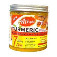 Veet Gold Turmeric Salt Scrub Body Shower Cream 500g | Exfoliating Body Wash | Removes Dead Skin | Removes Pimples & Wrinkles | Deep Cleanser