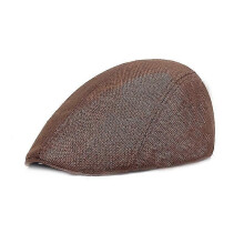 (As show, One size) Leather Boy Hat Men's Hat Solid Color Duck Bill Cap Autumn And Winter Warm Flat Cap