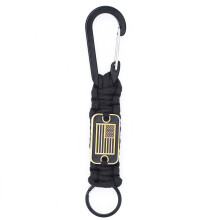 Paracord N?glering med USA Flag Paracord Karabinhage N?glering Clip Flettet N?gleb?nd Utility Ring Krog Udend?rs Camping Kit