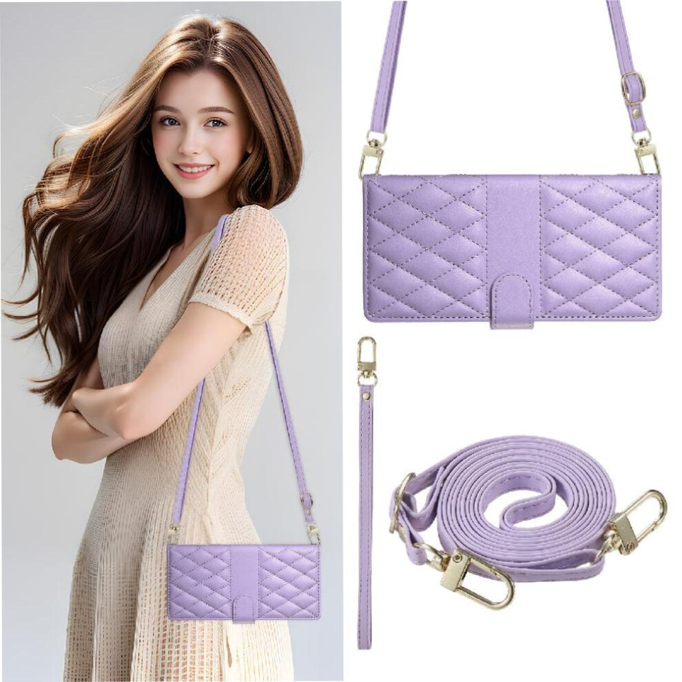 (Purple) Flip Case For Samsung Galaxy S23 Fe Dual Straps Shockproof Wallet Leather Case Elegant Purple 764549547319