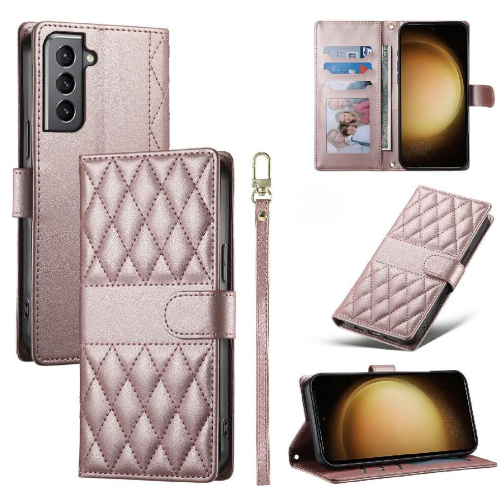(Pink) Flip Case For Samsung Galaxy S21 Plus Dual Straps Wallet Elegant Shockproof Leather Case Pink 764549547920