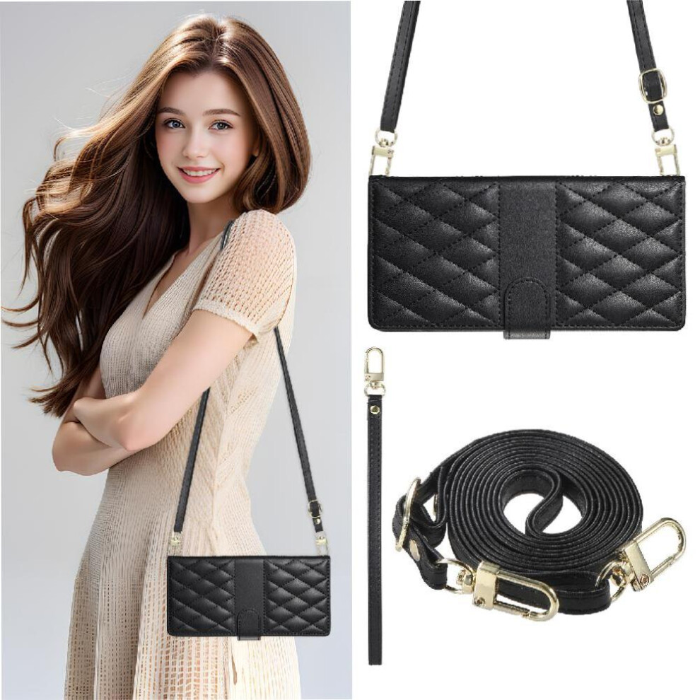 (Black) Flip Case For Samsung Galaxy S21 Shockproof Dual Straps Elegant Leather Case Wallet Black 764549547951