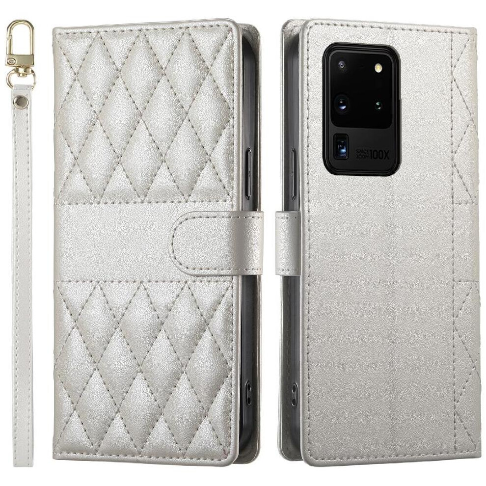 (White) Flip Case For Samsung Galaxy S20 Ultra Shockproof Dual Straps Leather Case Wallet Elegant White 764549548002