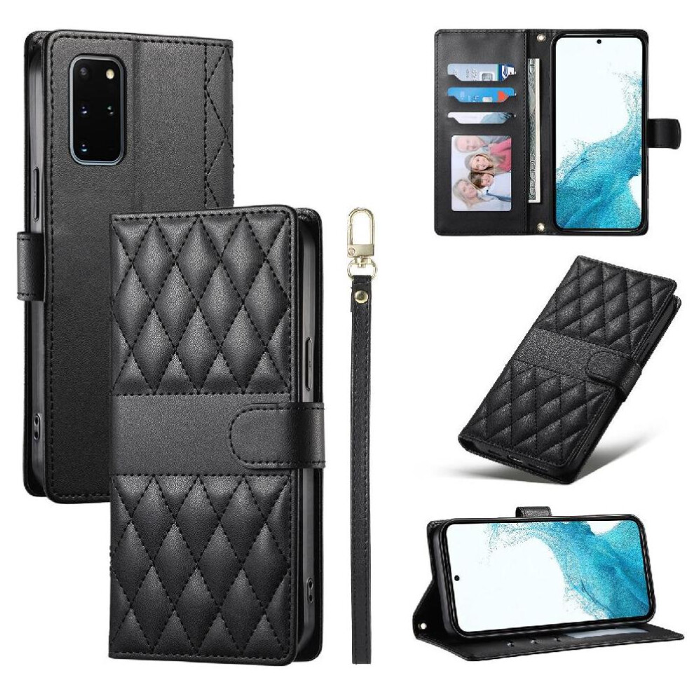 (Black) Flip Case For Samsung Galaxy S20 Plus Shockproof Dual Straps Elegant Wallet Leather Case Black 764549548071