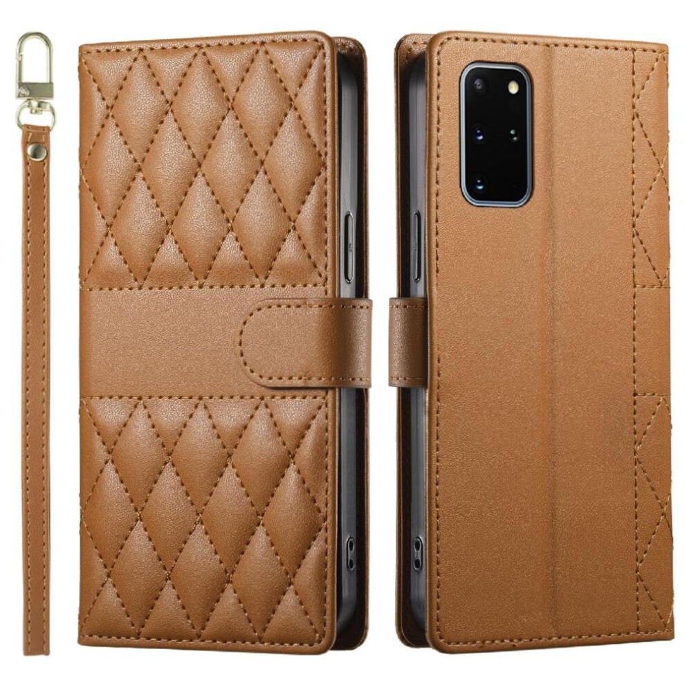 (Brown) Flip Case For Samsung Galaxy S20 Plus Shockproof Dual Straps Elegant Wallet Leather Case Brown 764549548095