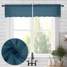 Chyhomenyc Stone Blue Sheer Valancer til Windows 2 Pack 42Wx14L Tommer Lille Valance til Stue Badev?relse Cafe T?jvask K?lder Elegant Haze Blue V