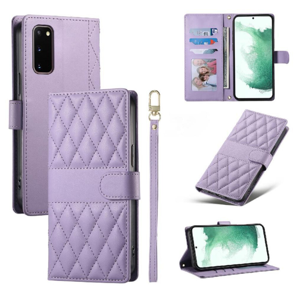 (Purple) Flip Case For Samsung Galaxy S20 Elegant Leather Case Wallet Shockproof Dual Straps Purple 764549548118