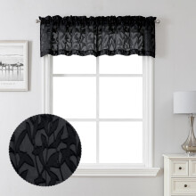 Lecloud leia rideaux noirs transparents cinglances de fenetre pour la cuisine 14 pouces longueur 2 pcs poches a double tige de fenetre salon ride