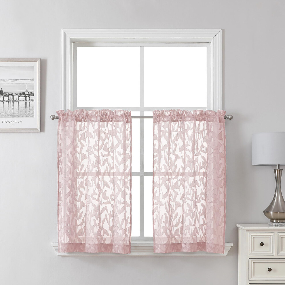 Rideaux De Cuisine Transparents Textur S En Jacquard Lecloud Leia, Longueur 91 Cm, Lot De 2, A R S Et Respirants, Clipser, Pour Salon, Salle-image